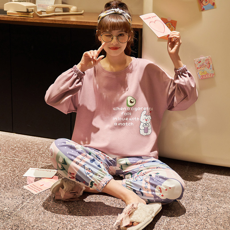 2020长袖春秋季纯棉卡通少女睡衣 梦姿鹿服饰睡衣/家居服套装