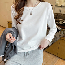 Pure cotton white long sleeve t-shirt mill Maos new trendy foreign air blouse autumn winter plus suede develed undershirt female inner lap