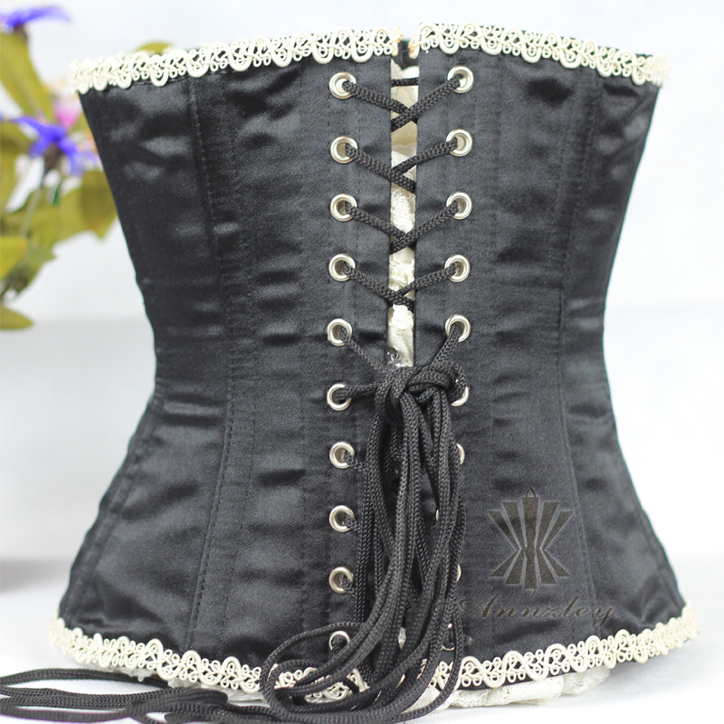 Annzley束腰corset洛丽塔束身衣大码钢骨腰封超值外搭黑色短款_虎窝淘