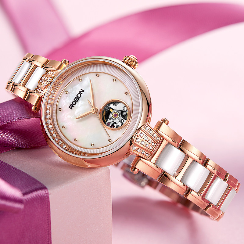 劳士顿正品女士镂空全自动机械女表 劳士顿手表国产腕表