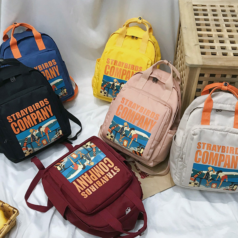 古着感新款女日系帆布旅行双肩包 uz箱包双肩背包