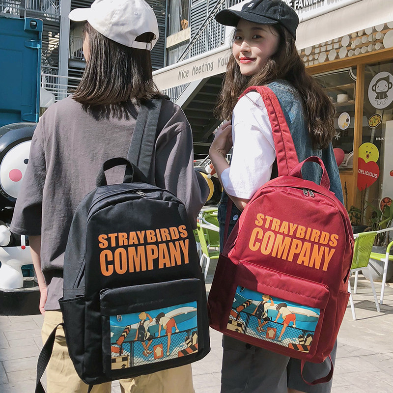 古着感新款女日系帆布旅行双肩包 uz箱包双肩背包