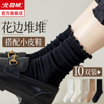 Footwear Children Black Heaps Pile 2023 New Middle Cylinder Socks Spring Autumn Season Pure Cotton Summer matching with small leather shoes Long Sox