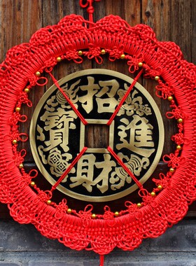 宇卓铜器 纯铜钱 中国结铜钱  双鱼钱挂件 工艺品 大门商铺客厅