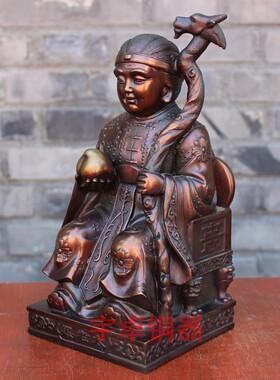 宇卓铜器 纯铜黑老太太 东北黄铜黑妈妈 拿寿桃家居桌面工艺品摆