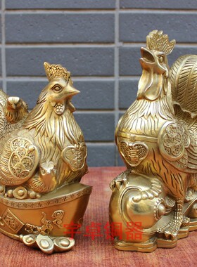 金鸡下蛋风水母子玄关摆设工艺品