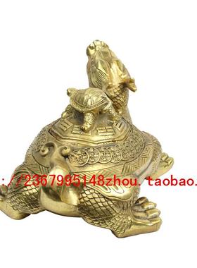宇卓纯铜龙头龟摆件 铜开盖龙龟 母子龙龟  工艺品摆件