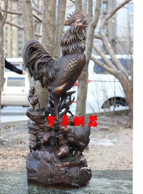 宇卓铜器纯铜鸡 黄铜鸡 幸福一家鸡家居摆件财 公鸡母鸡
