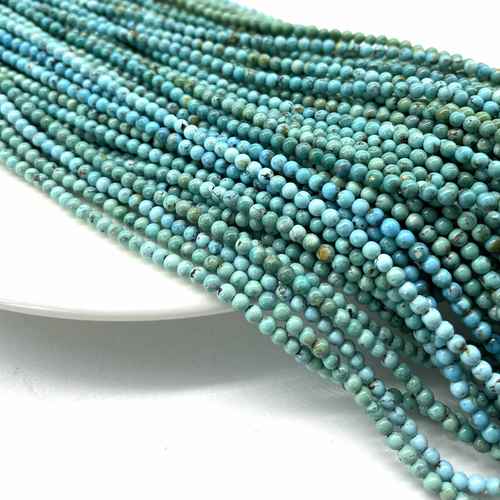 湖北原矿绿松石米珠链高瓷天然无优化天然毛衣链多圈佛珠项链放漏 - 图1