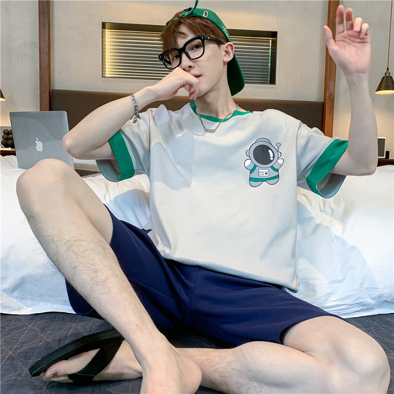 男孩中大童夏季短袖全棉纯棉睡衣 努比努米睡衣/家居服套装