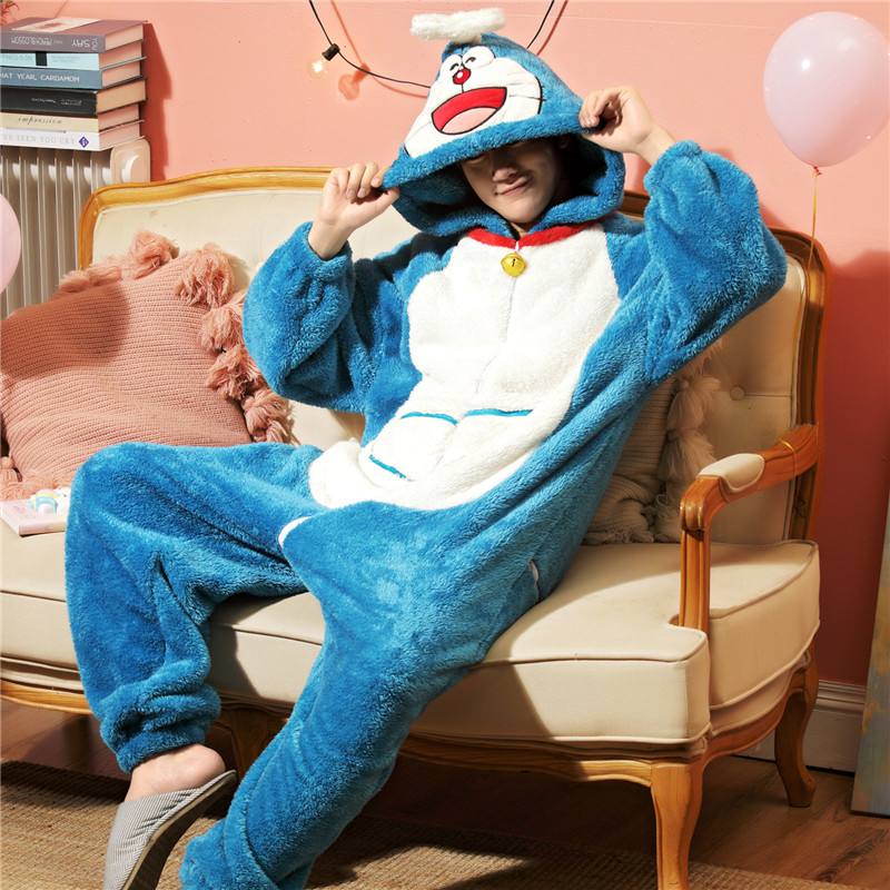 法兰绒连体秋冬季加绒青少年睡衣 努比努米睡衣/家居服套装