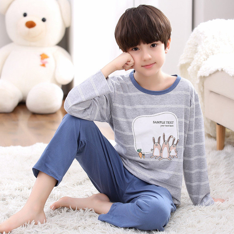 大童春秋长袖纯棉青少年学生岁睡衣 努比努米睡衣/家居服套装