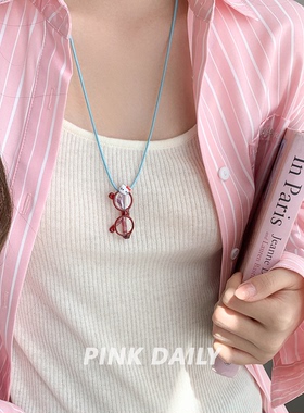 甜酷风猫咪眼镜项链小众设计