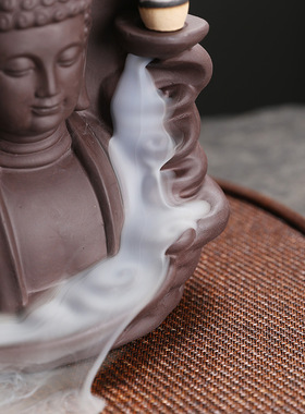 原创紫砂檀香倒流香香炉 祥云如来佛祖香薰炉家居饰品工艺摆件批