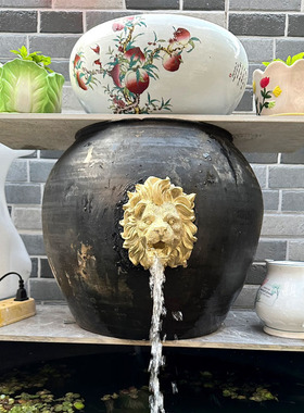 喷泉狮子头树脂工艺品流水器挂饰