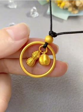 戒指圈莲花黑绳好柿花生项链气质