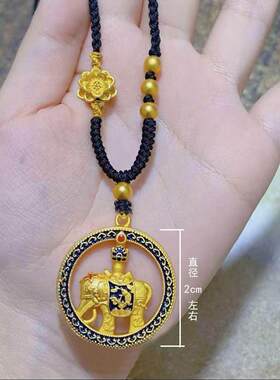 铜麻绳链烧蓝太平有象项链小众