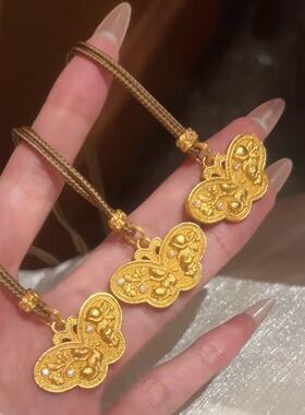 点钻金色庄周梦蝶项链毛衣链