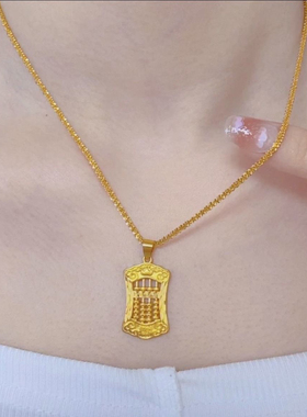 新款祥云平安如意算盘项链