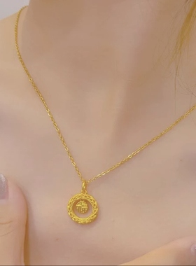 铜肖邦链福牌项链花丝网格小众