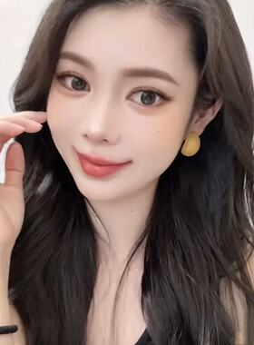 洋气百搭姜黄色系腰果耳环气质