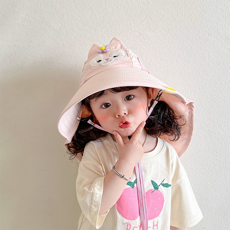 儿童防晒帽女童大帽檐夏季薄款可爱宝宝沙滩遮阳帽防紫外线太阳帽,淘宝优惠券,粉丝福利购,淘宝优惠卷