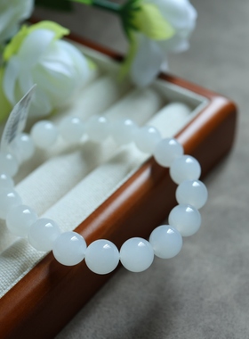 天然和田玉糯冰胶白玉手串10mm