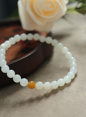 俄料白玉手串糖玉配珠6mm