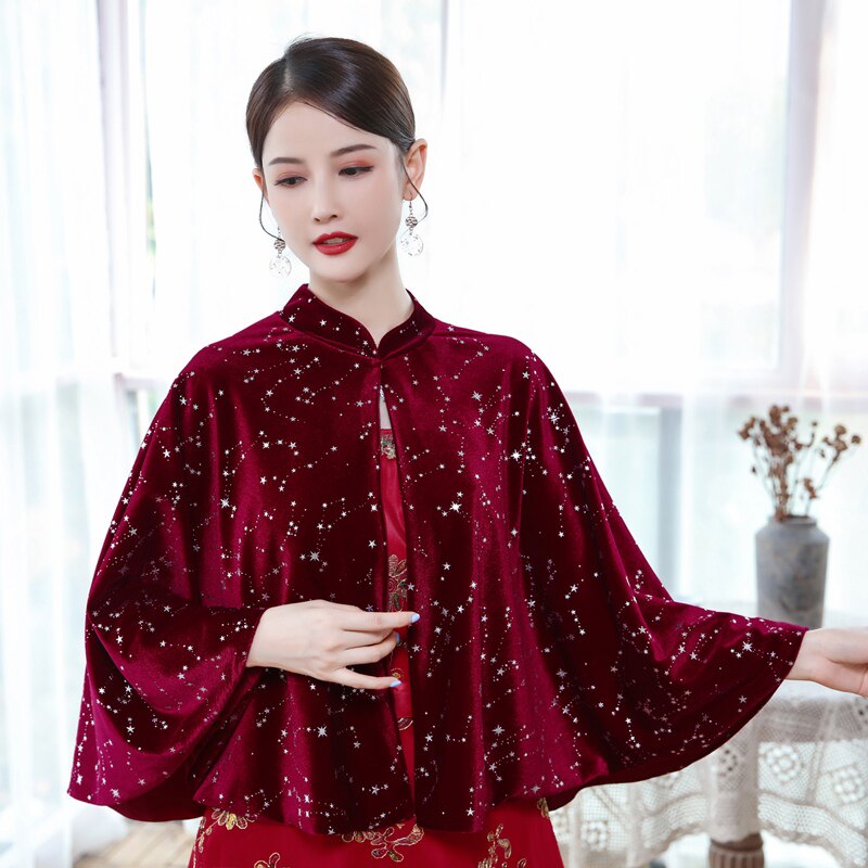 披肩外套春秋新款斗篷敬酒服酒红 喜之源围巾/丝巾/披肩
