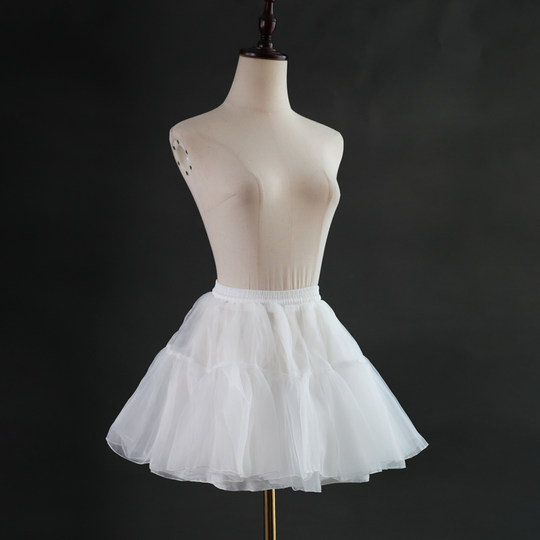 裙撑日常微蓬Lolita百搭30cm洛丽塔蓬蓬中短款欧根纱软纱两层无骨