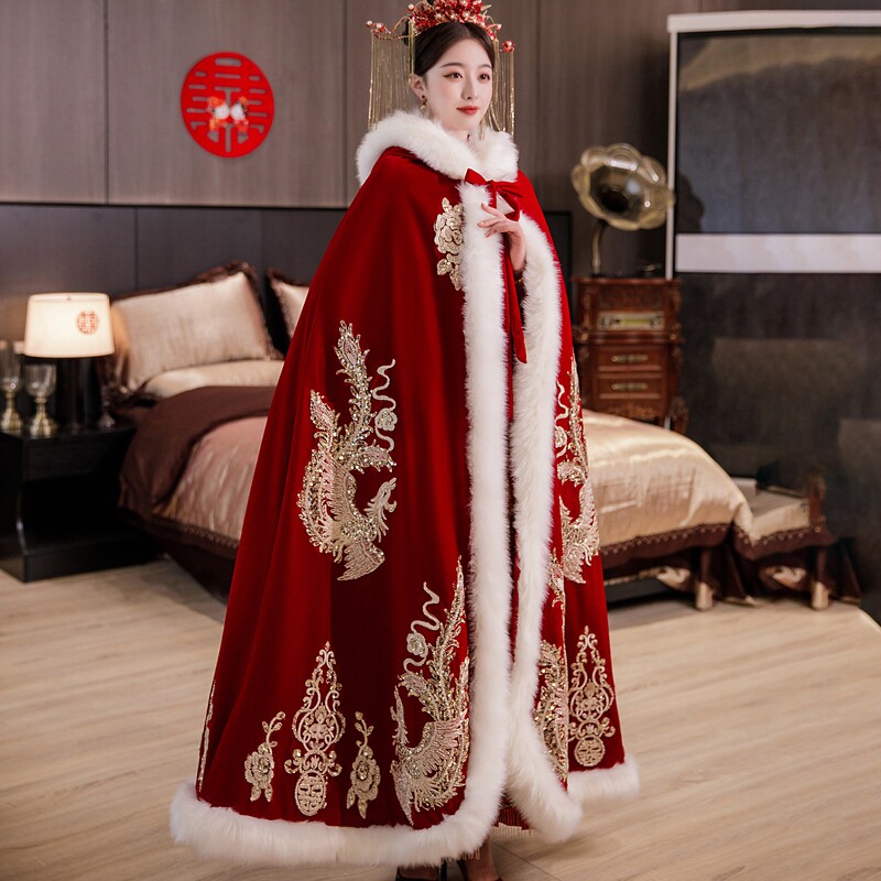 保暖秀禾服披风高端新娘结婚长款 喜之源围巾/丝巾/披肩