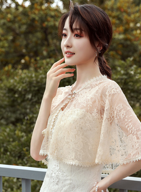薄款夏季蕾丝韩版女披肩斗篷外披