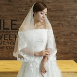 Корейская кружевная короткая фата невесты, аксессуар для волос, в корейском стиле