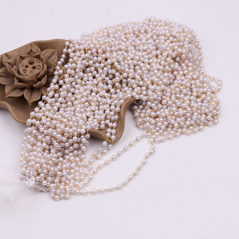 4mm仿珍珠链条夹珠链串珠项链手链耳环蝴蝶结飘带流苏链饰品配件,淘宝优惠券,粉丝福利购,淘宝优惠卷