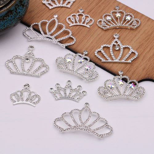 手工diy发饰材料韩国儿童发箍头纱配件水钻合金公主皇冠 配件 - 图2