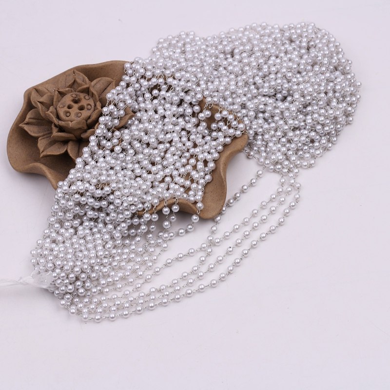 4mm仿珍珠链条夹珠链串珠项链手链耳环蝴蝶结飘带流苏链饰品配件,淘宝优惠券,粉丝福利购,淘宝优惠卷