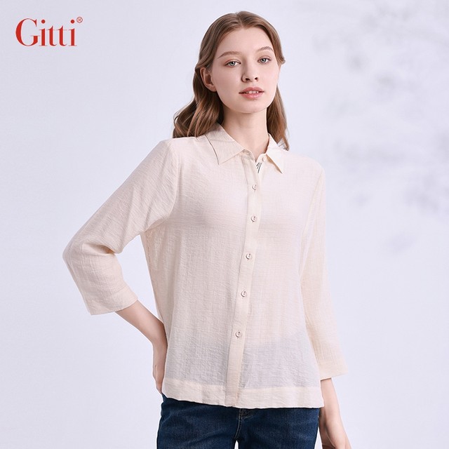 Kitty long-sleeved cotton and linen striped shirt