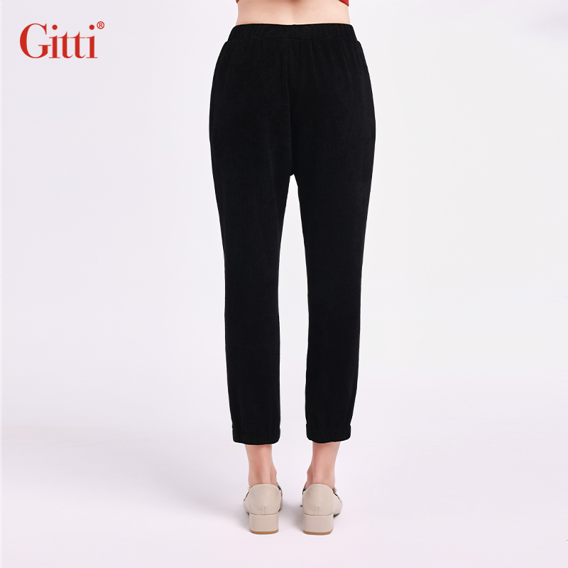 Gitti/吉蒂秋款高腰束脚小哈伦裤女大码微弹休闲裤中裤G245471