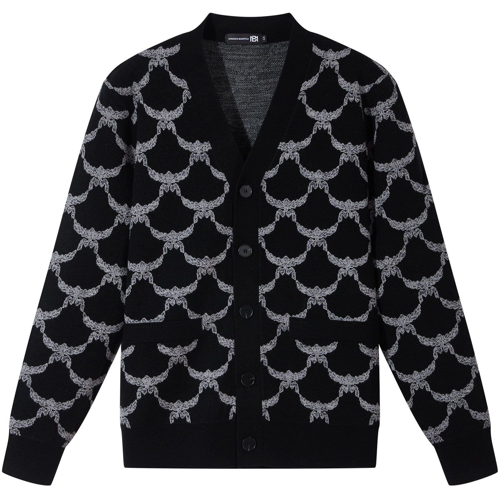 BM水波纹提花潮流开衫针织衫男士高端羊毛毛衣秋季外套男2025新款,淘宝优惠券,粉丝福利购,淘宝优惠卷