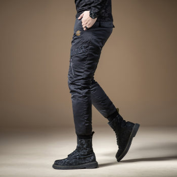 BM double zipper pants casual pants ຜູ້ຊາຍ workwear ຮົງກົງແບບ handsome leggings ເຮັດວຽກ trendy ລົງ pants ຜູ້ຊາຍລະດູຫນາວນອກໃສ່ຫນາ