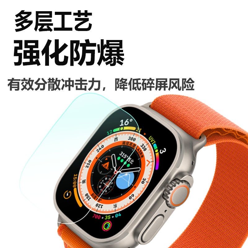 适用Apple苹果Watch Ultra智能手表钢化膜iWatch S8U苹果WatchUltra2保护膜Ultra电话贴膜华强北49mm版屏幕膜 - 图0