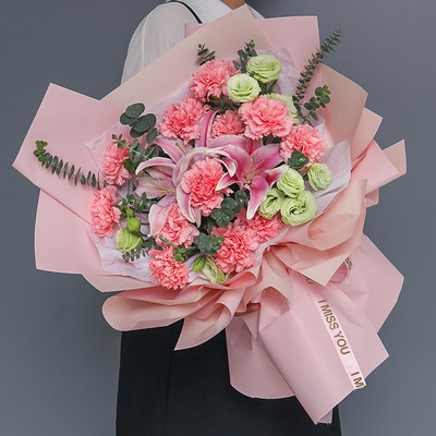 贵阳康乃馨香水百合花束礼盒鲜花速递同城南明云岩白云花溪配送店 虎窝淘