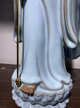 汝瓷天青地藏王菩萨摆件家用供奉佛像电视柜客厅办公室装饰工艺品