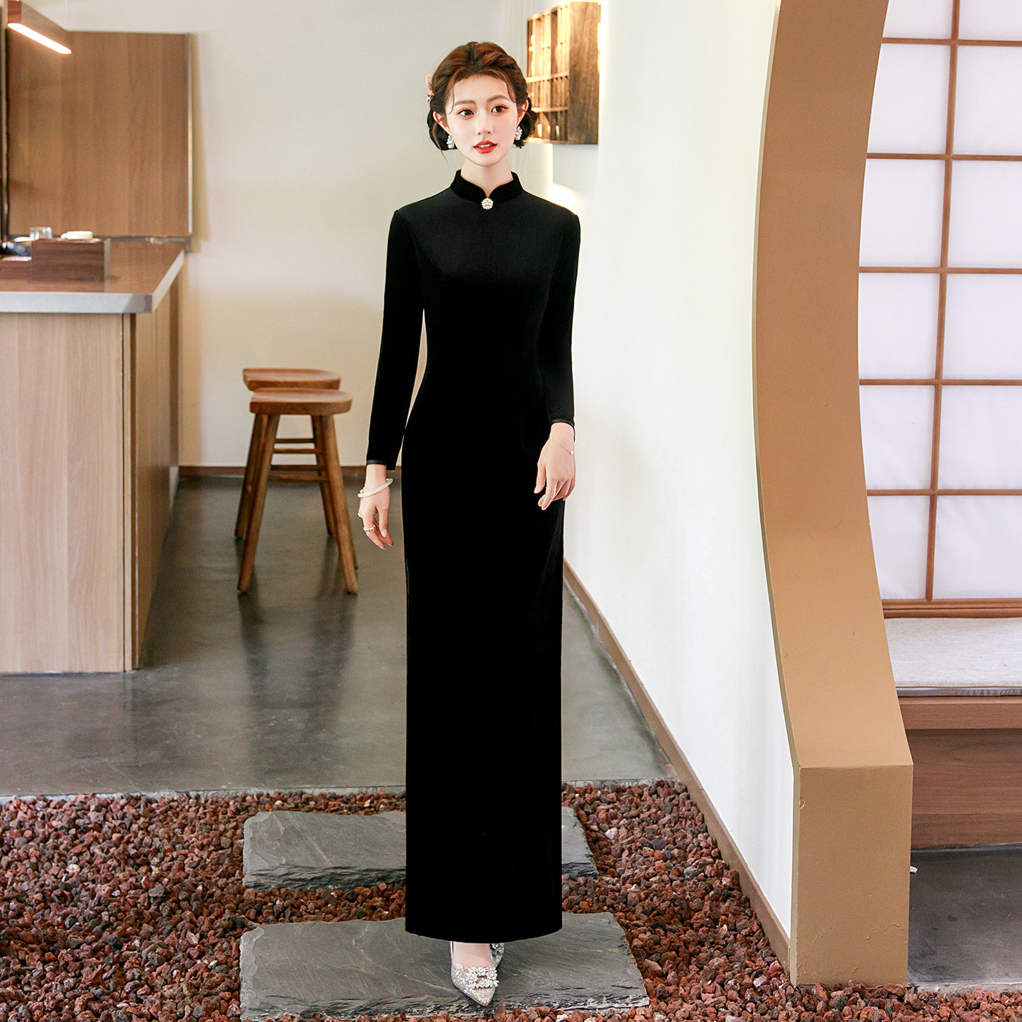 金丝绒旗袍喜婆婆婚宴装平时可穿红色礼服高端大气上档次妈妈走秀,淘宝优惠券,粉丝福利购,淘宝优惠卷