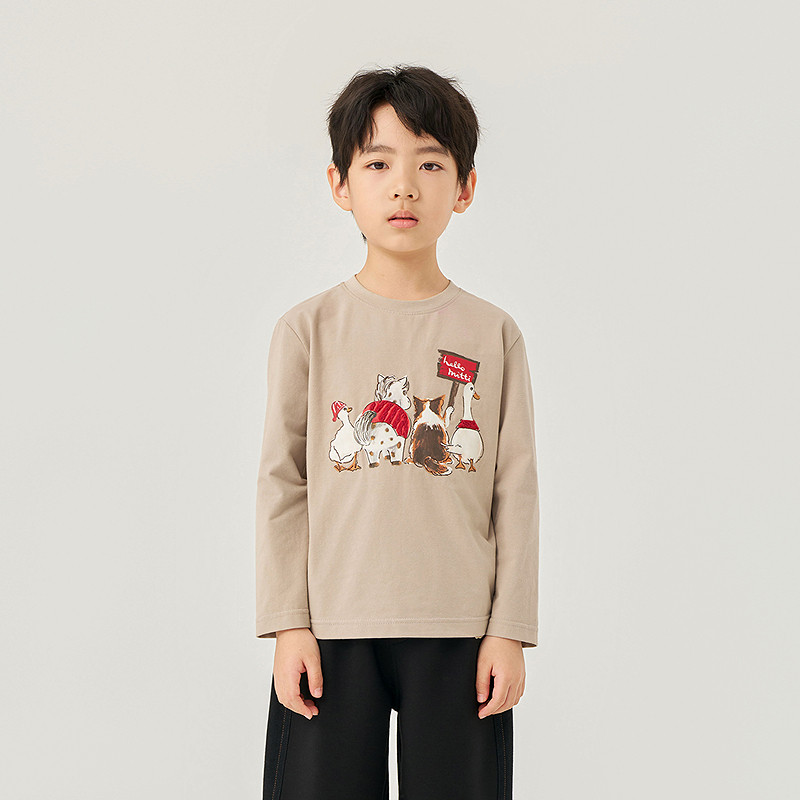 【春新品】Mitti童装26春儿童长袖T恤男童印花圆领上衣女童套头衫,淘宝优惠券,粉丝福利购,淘宝优惠卷