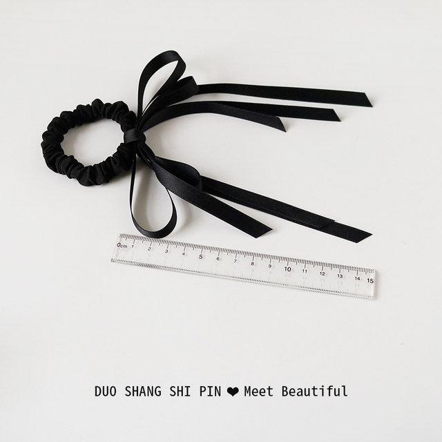 French double -layer bow head jewelry rope hair rope female high -level ...