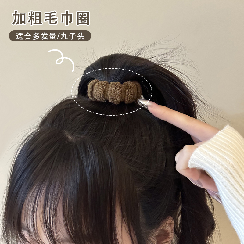 网红罐装加粗毛巾圈高马尾发圈高弹无接缝头绳皮筋女扎丸子头发绳 - 图2