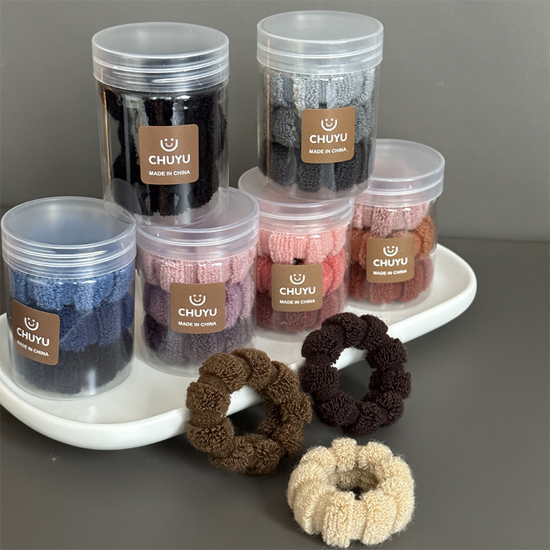 网红罐装加粗毛巾圈高马尾发圈高弹无接缝头绳皮筋女扎丸子头发绳 - 图1