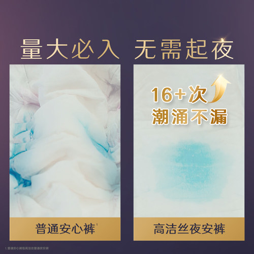 高洁丝夜安裤安心睡裤型卫生巾少女月经期夜用全拉拉内裤姨妈防漏 - 图1