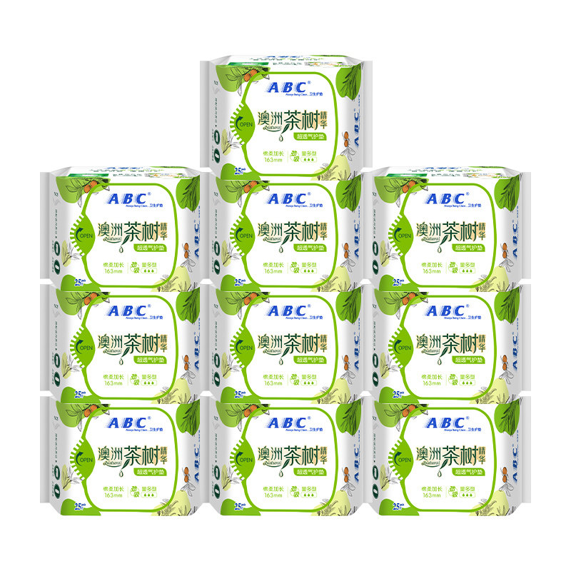 abc茶树劲吸163mm超透气小卫生巾 迈通家居护垫